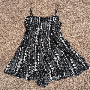 Black and white tribal print romper